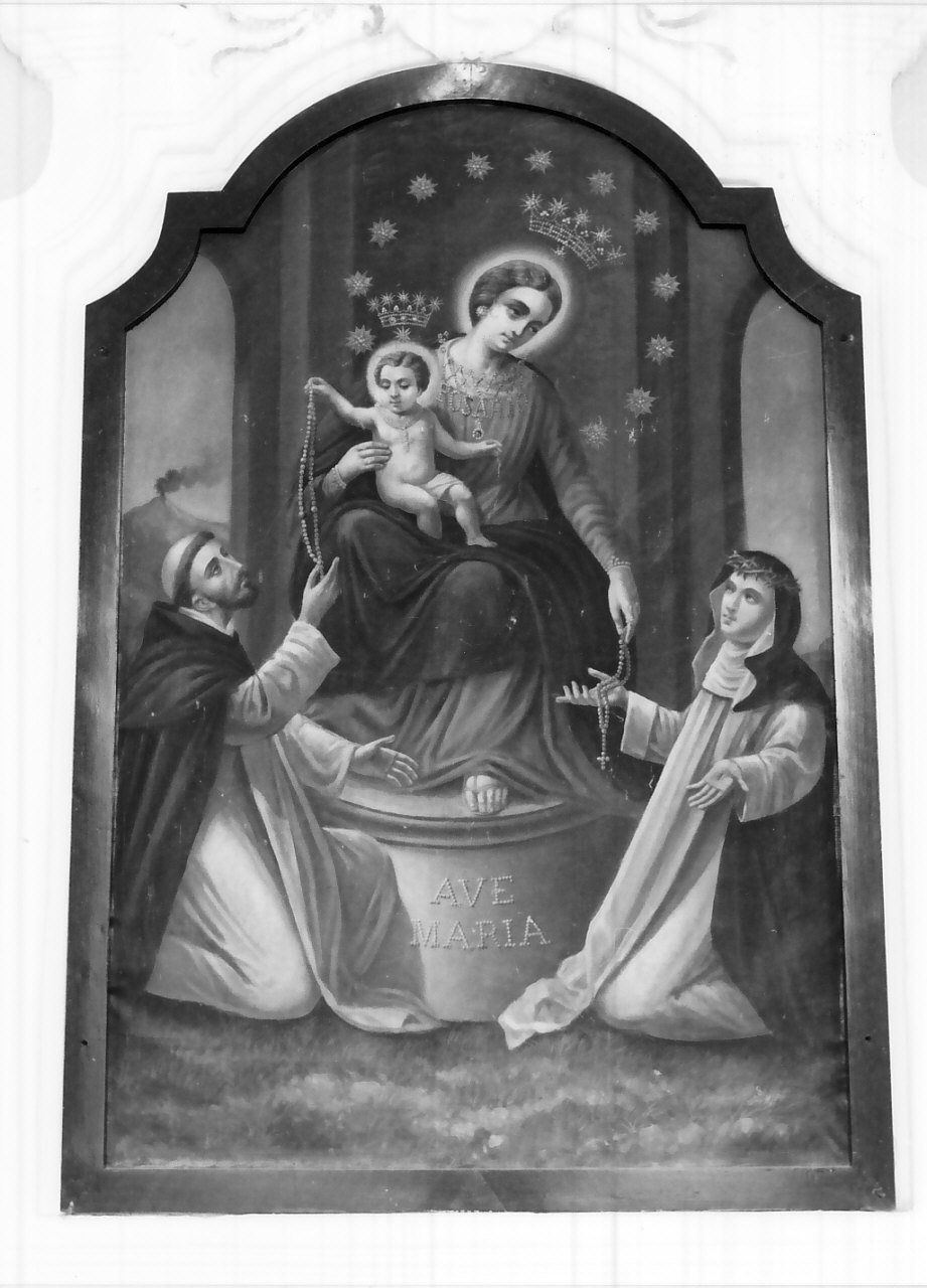 Madonna del Rosario con San Domenico e Santa Caterina da Siena (dipinto, opera isolata) - ambito calabrese (prima metà sec. XX)