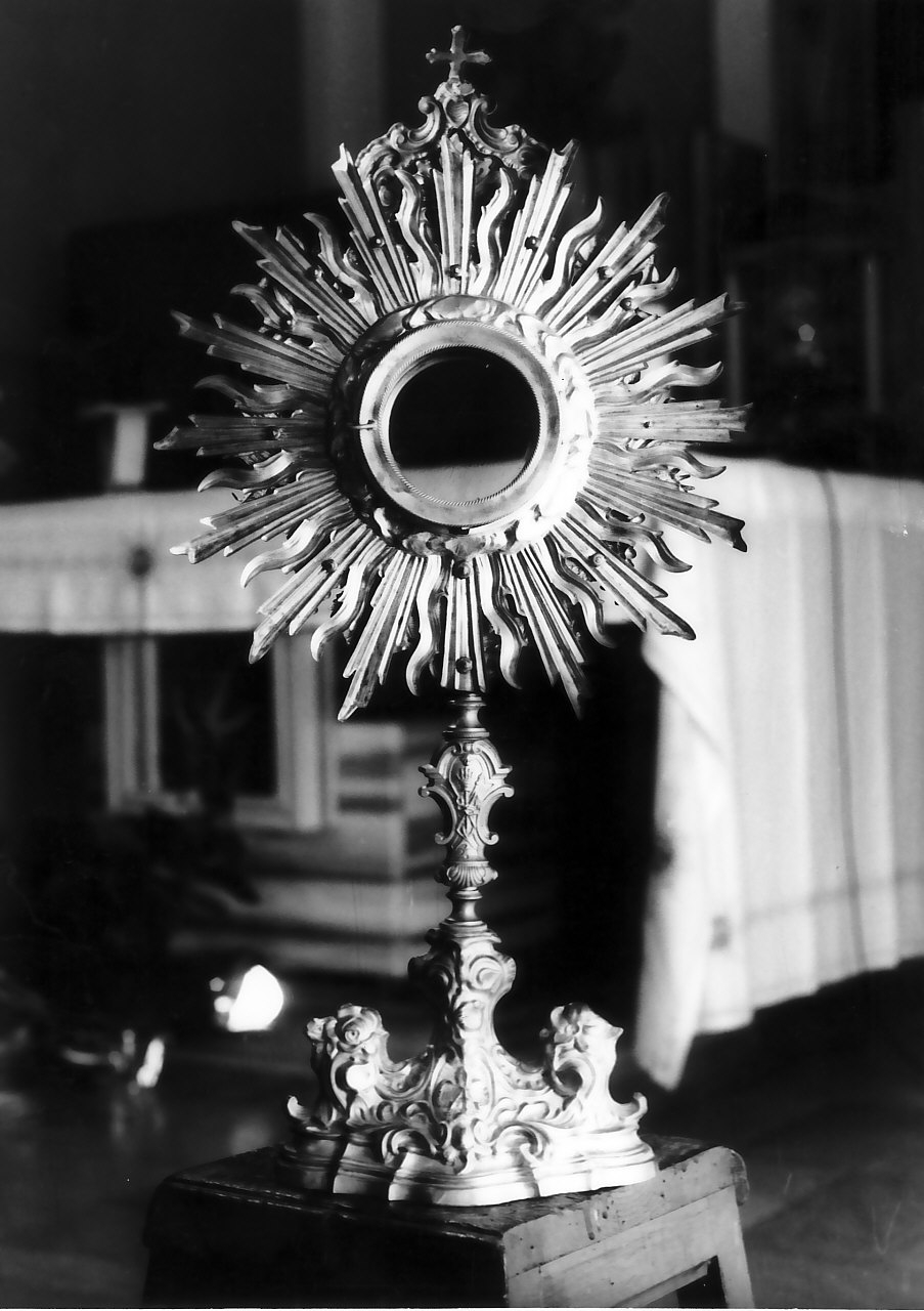 ostensorio - a raggiera, frammento - bottega napoletana (fine/inizio secc. XVIII/ XIX)