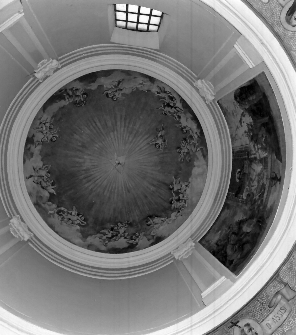 gloria di angeli e colomba dello Spirito Santo (dipinto, elemento d'insieme) di Pignatari Domenico (attribuito) (inizio sec. XX)