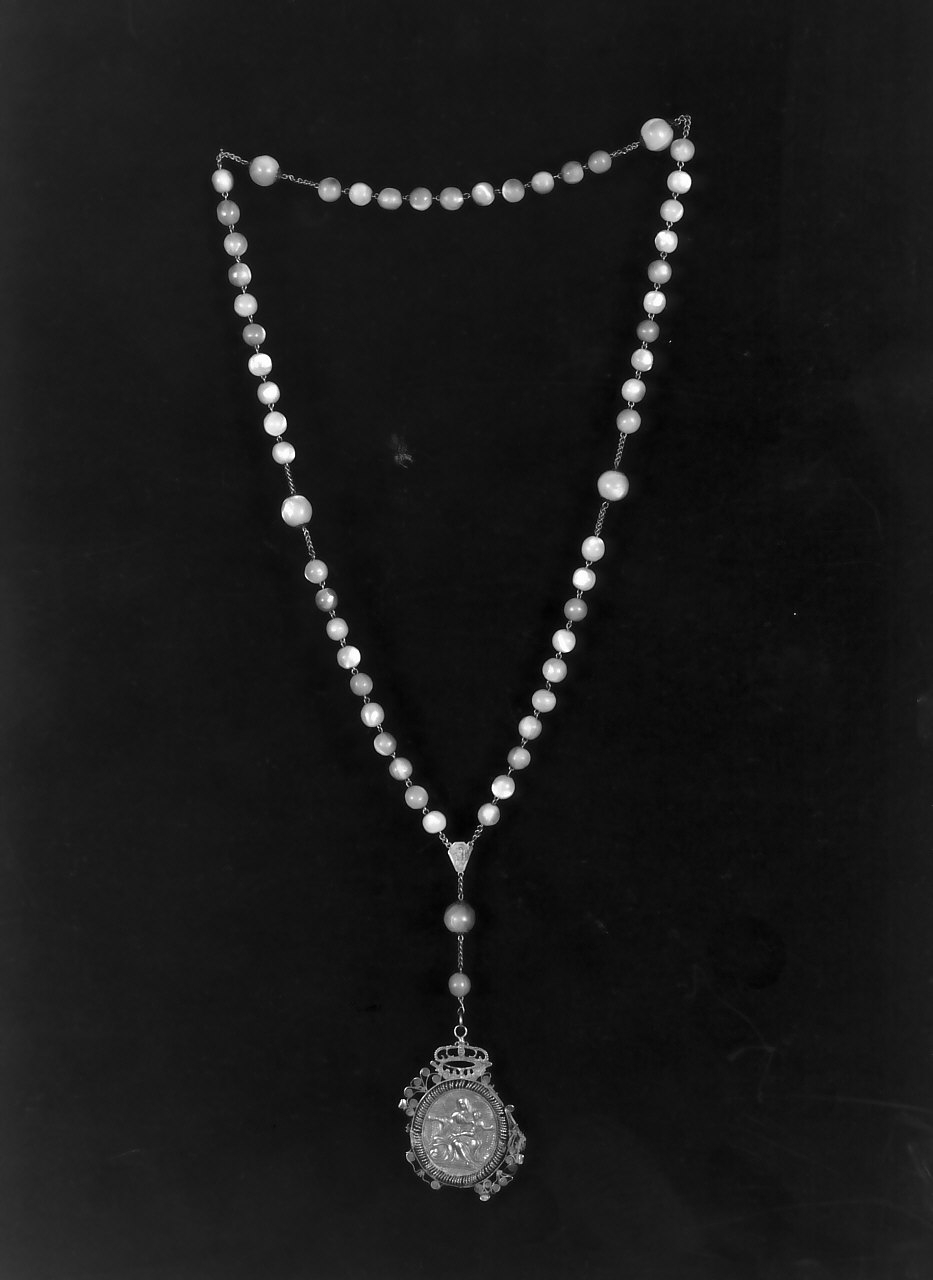 Madonna del Rosario (corona del rosario, opera isolata) - bottega Italia meridionale (sec. XIX)