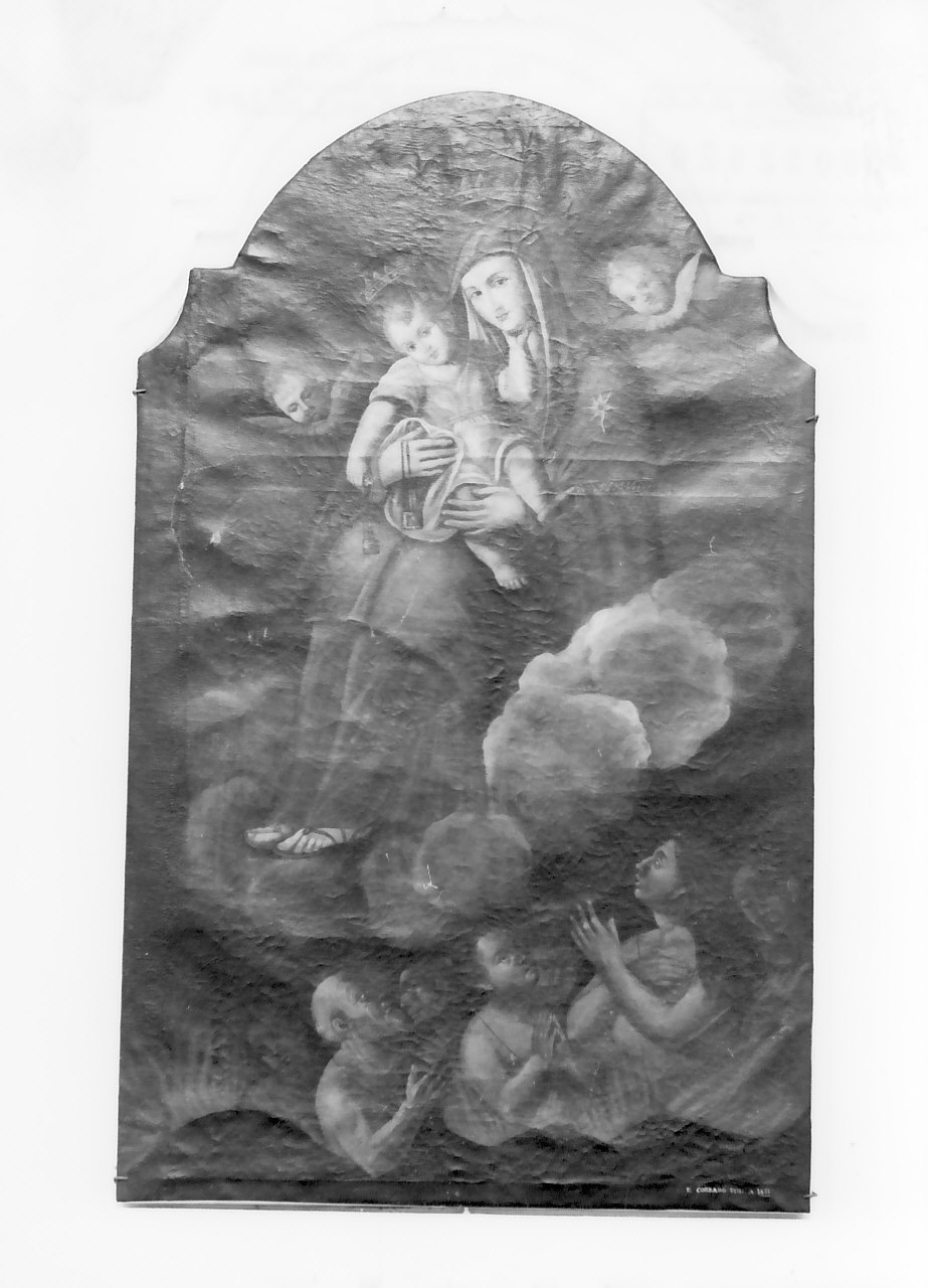 Madonna del Carmelo intercede per le anime del purgatorio (dipinto, opera isolata) di Corrado Pasquale (sec. XIX)