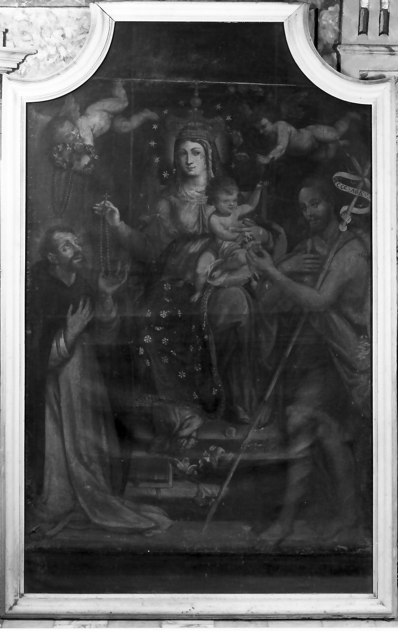 Madonna del Rosario con San Domenico e San Giovanni Battista (dipinto, opera isolata) - ambito calabrese (fine/inizio secc. XVIII/ XIX)