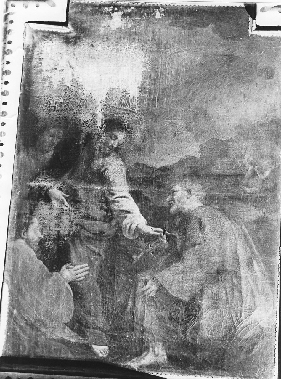 Cristo consegna le chiavi a San Pietro (dipinto) - ambito romano (sec. XVII)