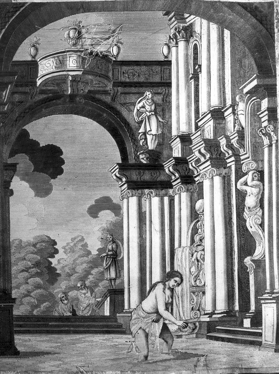 Susanna e i vecchi (arazzo, opera isolata) - manifattura catanzarese (sec. XVIII)