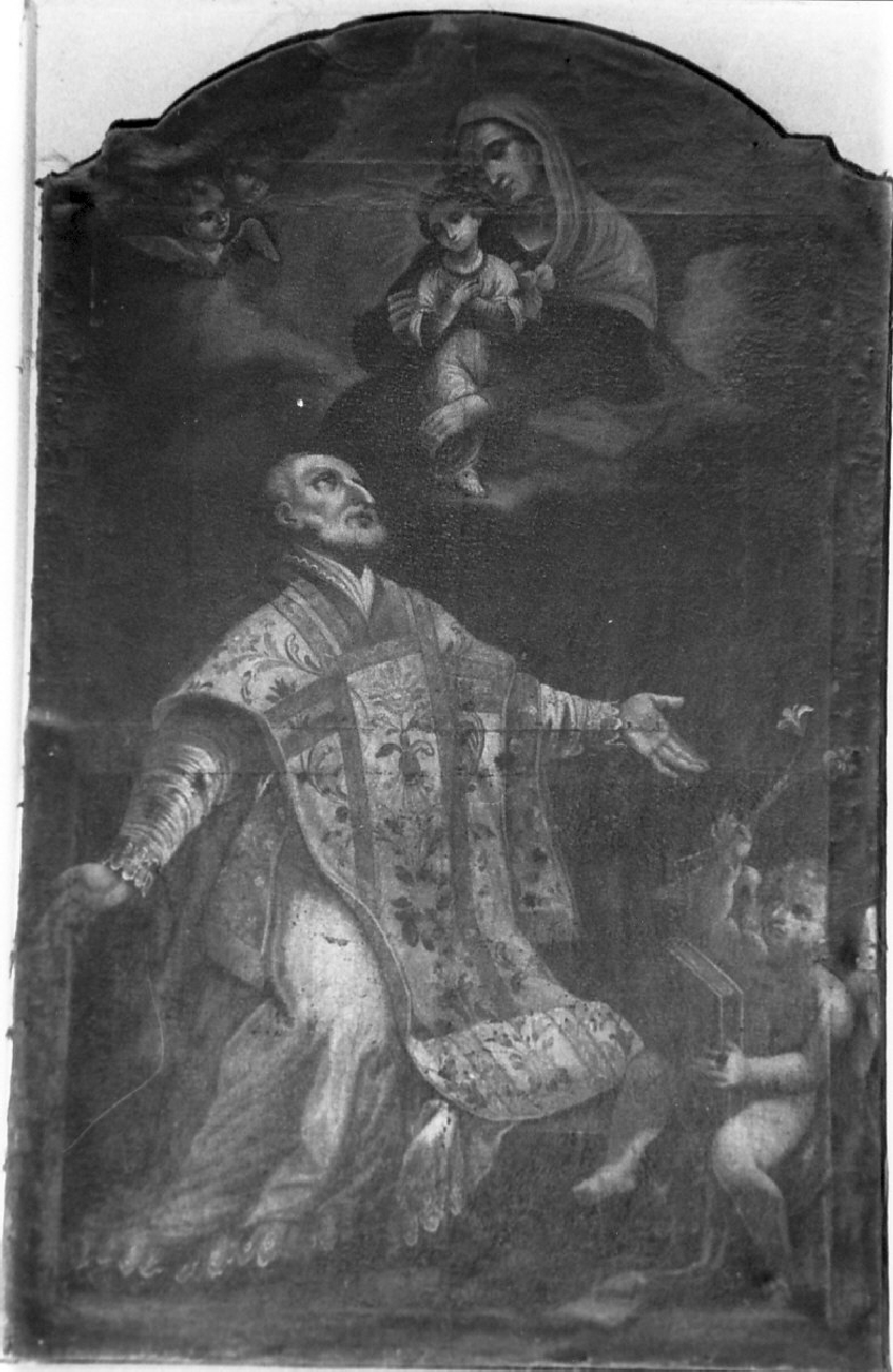 San Filippo Neri ha la visione della Madonna con Bambino (dipinto, opera isolata) - ambito Italia meridionale (prima metà sec. XVIII)