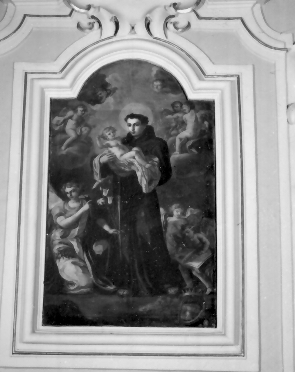 Sant'Antonio da Padova con il bambino (dipinto, elemento d'insieme) di Santanna Cristoforo (sec. XVIII)
