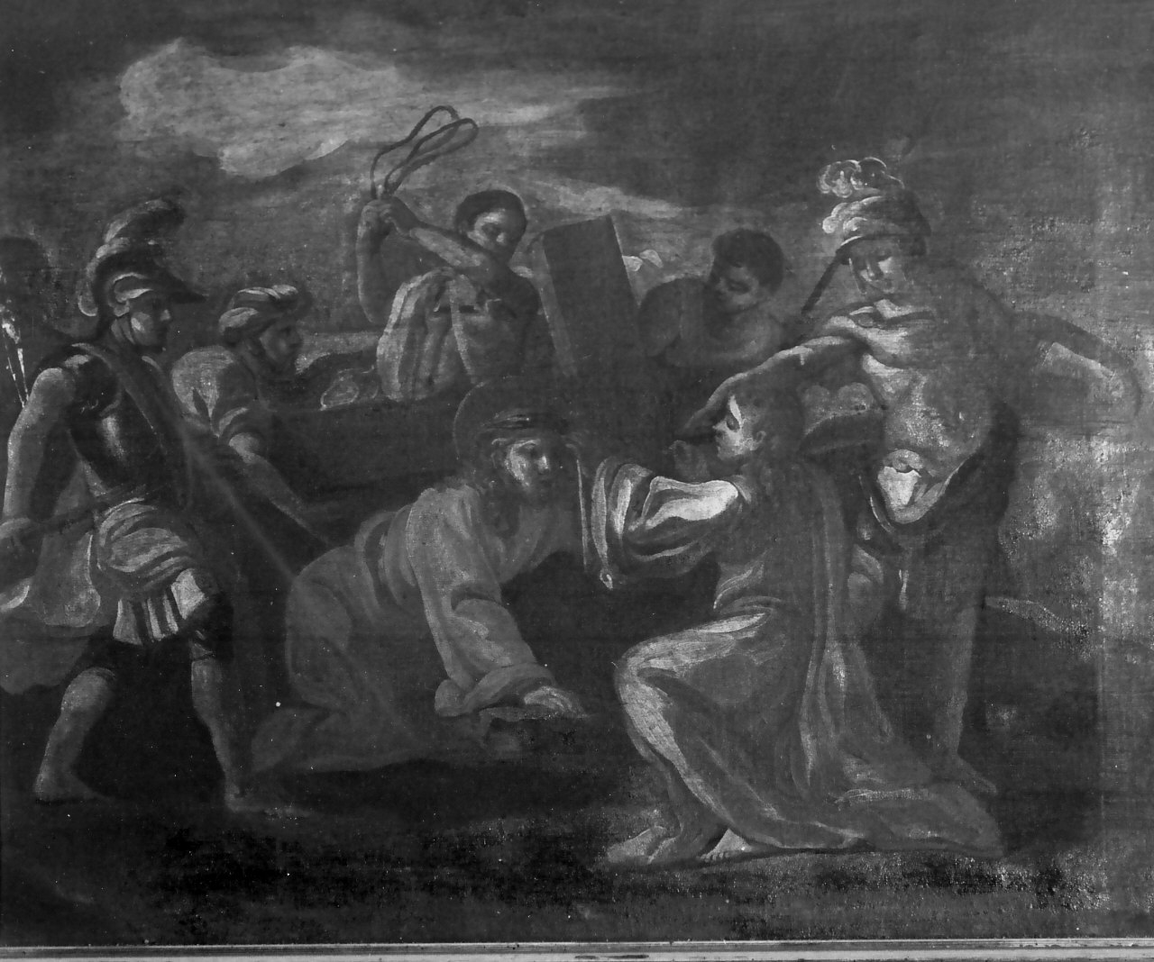 stazione VI: Gesù asciugato dalla Veronica (dipinto, elemento d'insieme) di Santanna Cristoforo (seconda metà sec. XVIII)