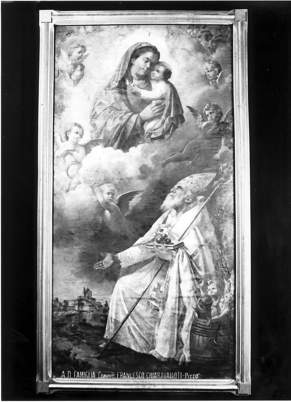 Madonna con Bambino e San Nicola di Bari (dipinto) di Zimatore Carmelo (sec. XIX)