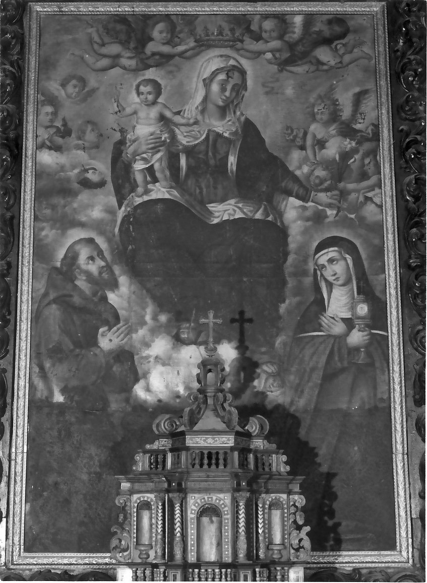 Madonna degli angeli tra San Francesco e Santa Chiara (dipinto, opera isolata) di D'Amato Giovannangelo (sec. XVI)