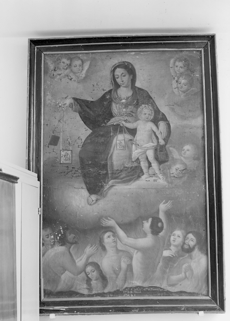 Madonna del Carmelo intercede per le anime del purgatorio (dipinto) - ambito Italia meridionale (sec. XIX)