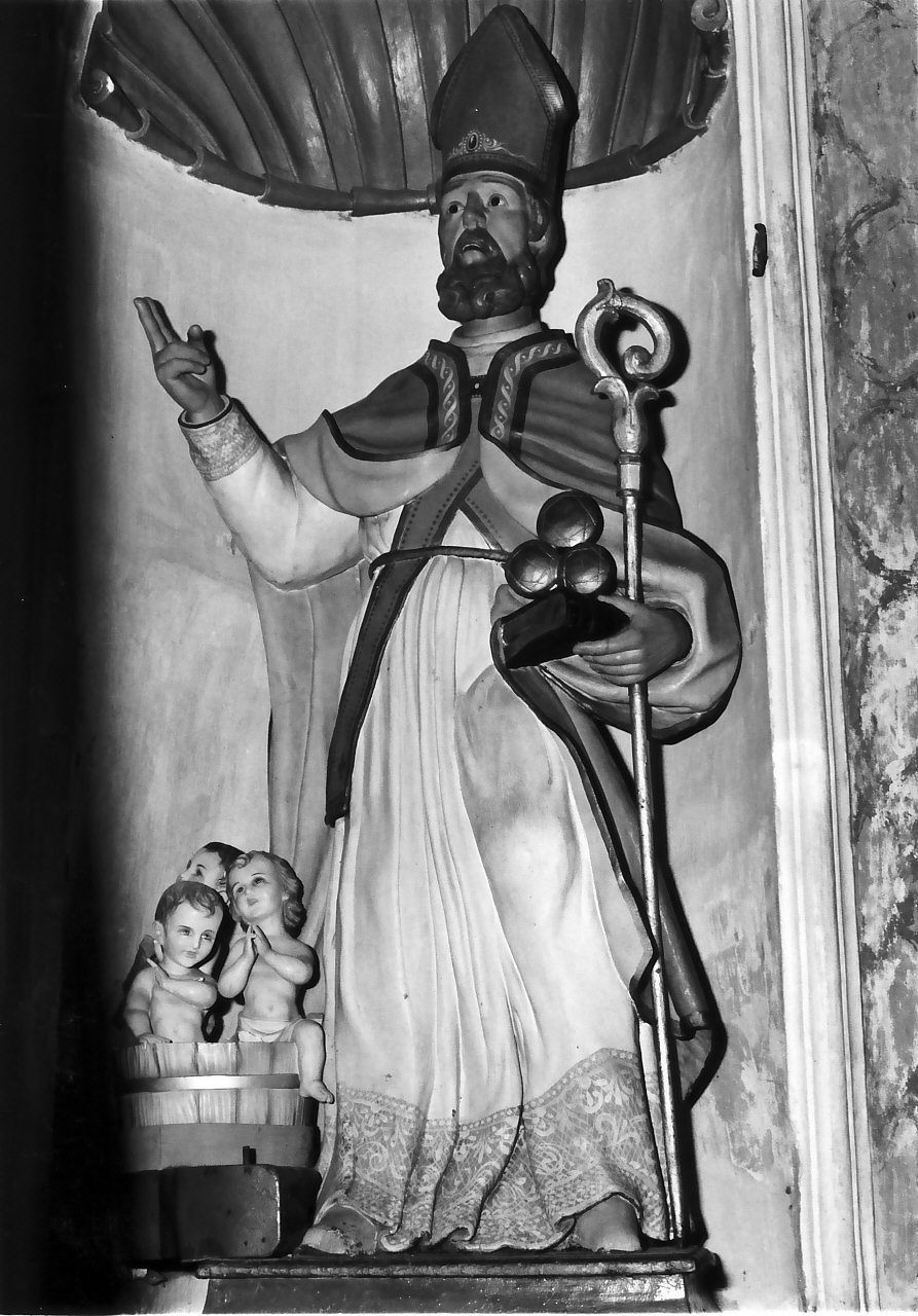 San Nicola di Bari resuscita i tre fanciulli (statua) - bottega calabrese (sec. XIX)