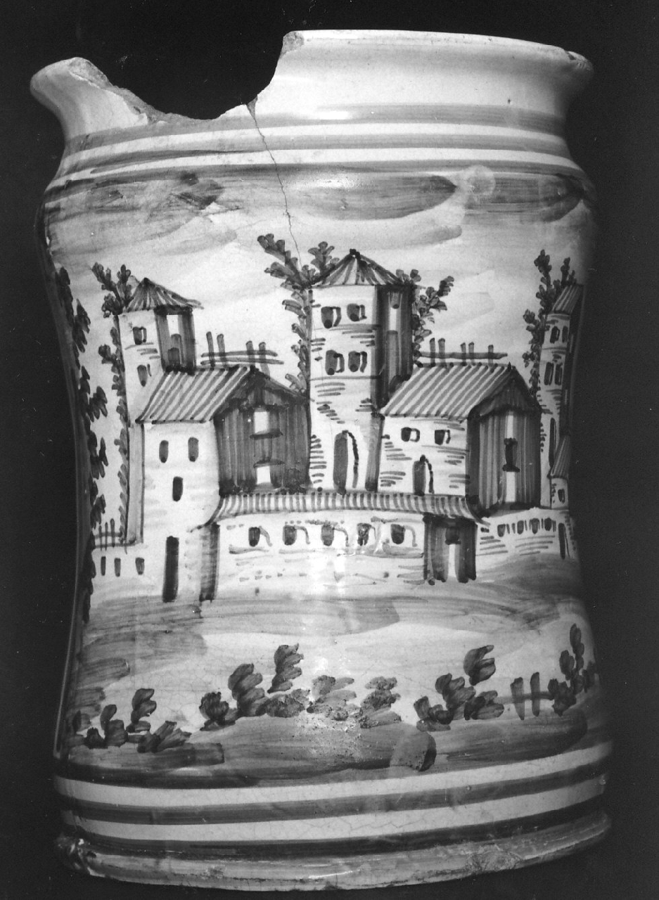 paesaggio (vaso da farmacia, opera isolata) - bottega abruzzese (sec. XVIII)