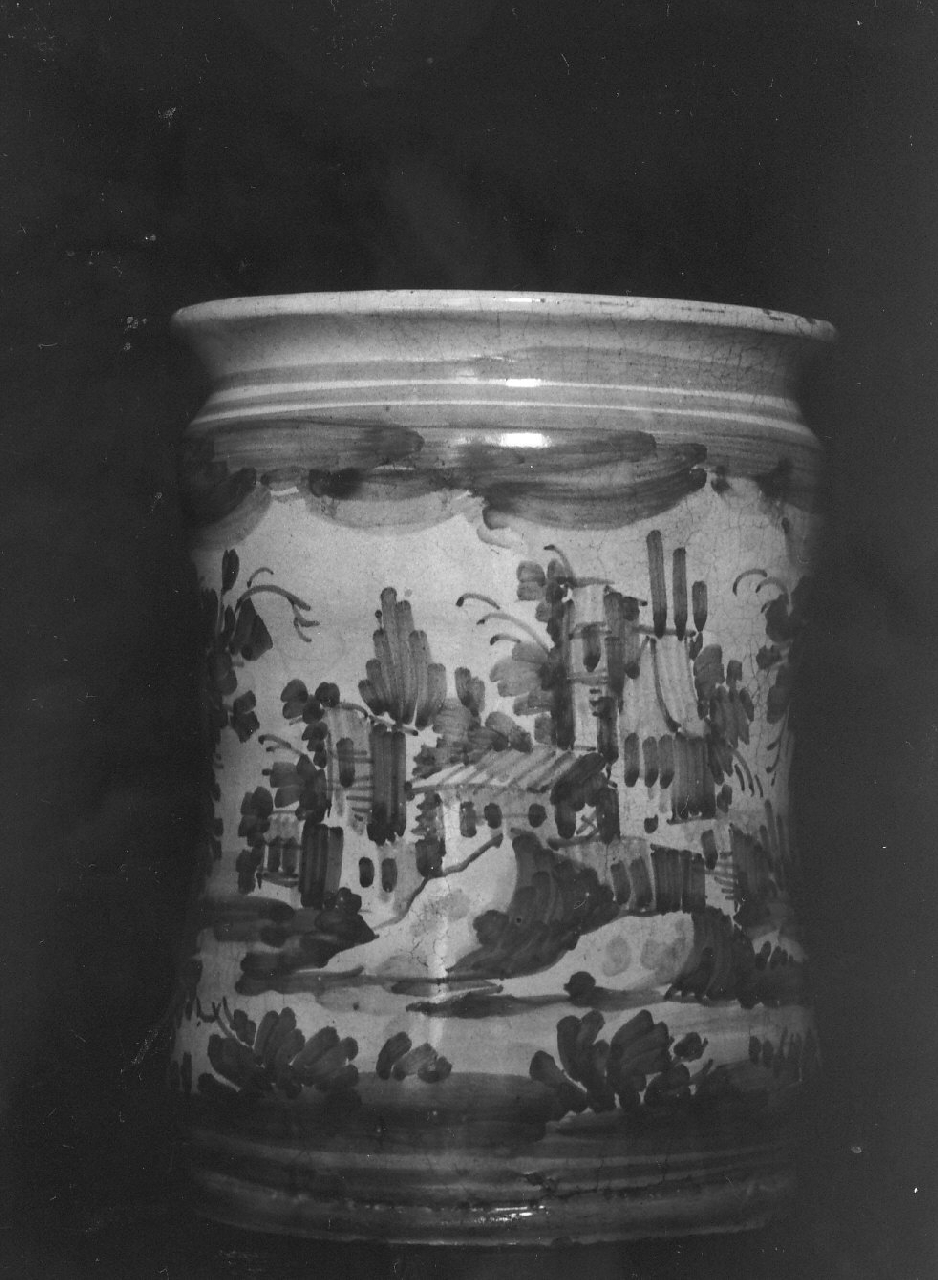 paesaggio (vaso da farmacia, opera isolata) - bottega abruzzese (sec. XVIII)