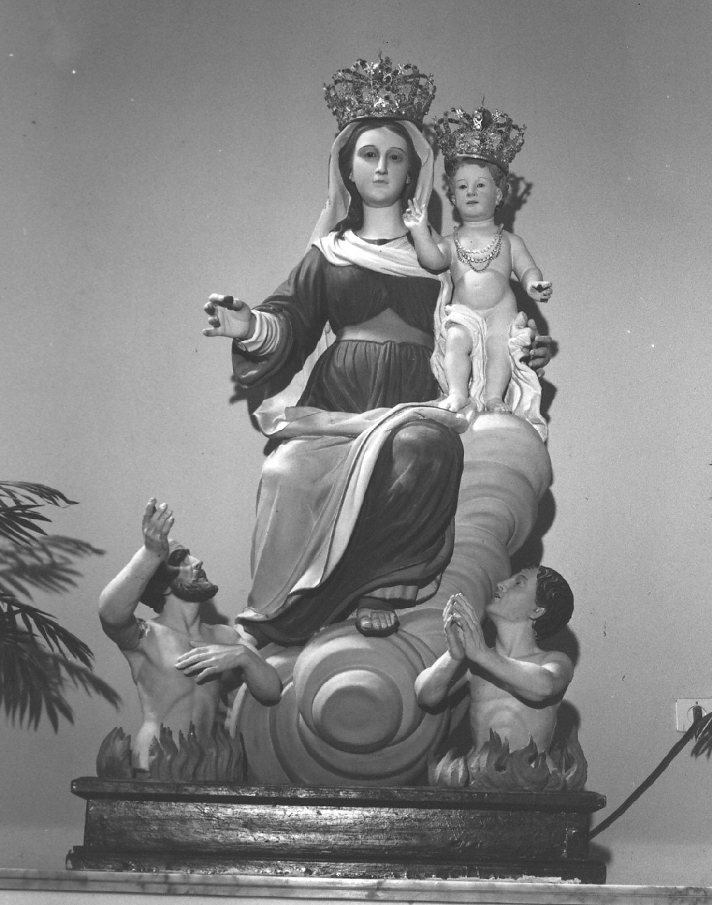 Madonna del Carmelo intercede per le anime del purgatorio (statua) - bottega Italia meridionale (sec. XIX)