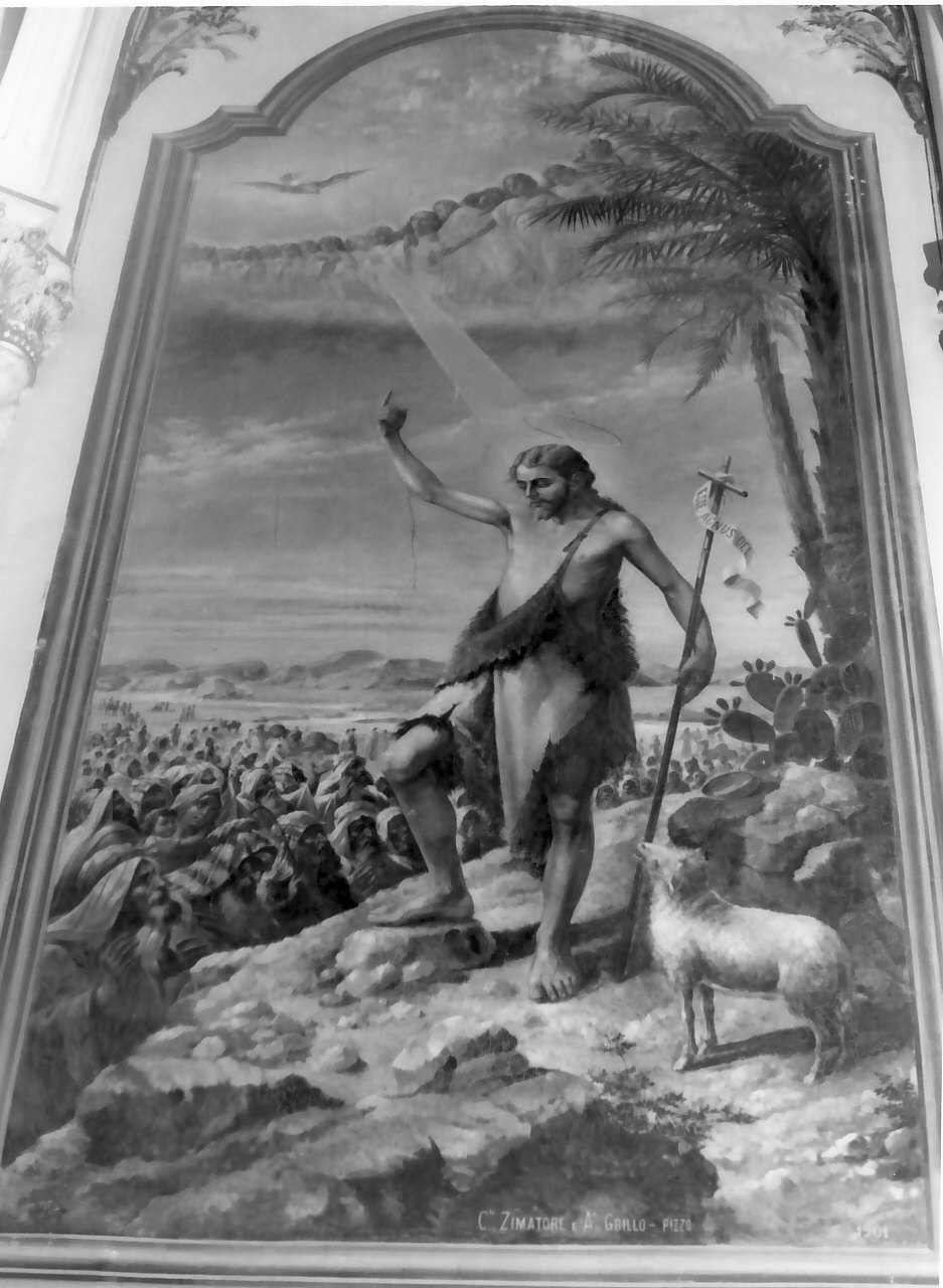 San Giovanni Battista battezza le folle (dipinto, ciclo) di Zimatore Carmelo, Grillo Diego Antonio (sec. XX)