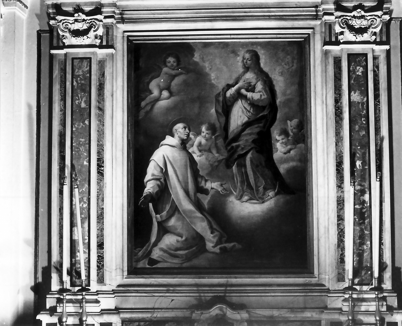 apparizione dell'Immacolata a San Bruno (dipinto, opera isolata) di De Matteis Paolo (sec. XVIII)