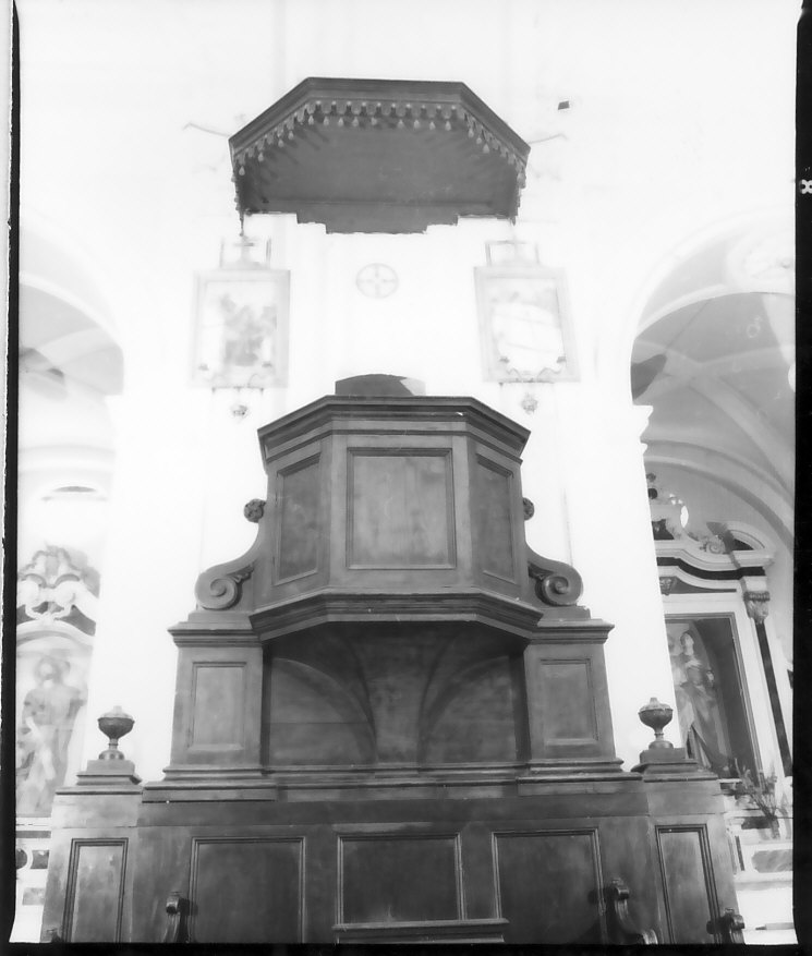 pulpito, elemento d'insieme - bottega serrese (fine, inizio sec. XIX, sec. XX)