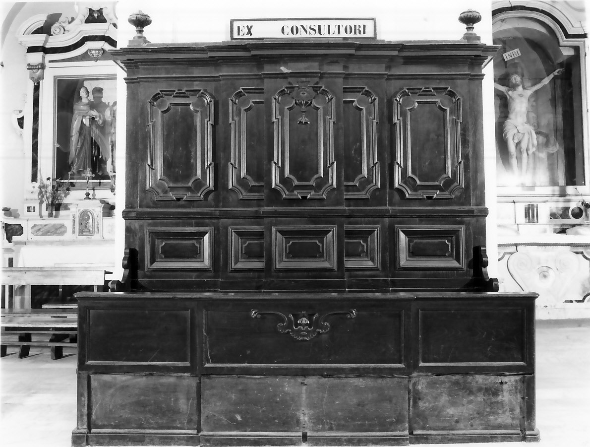 stalli del coro, opera isolata - bottega serrese (fine sec. XIX)