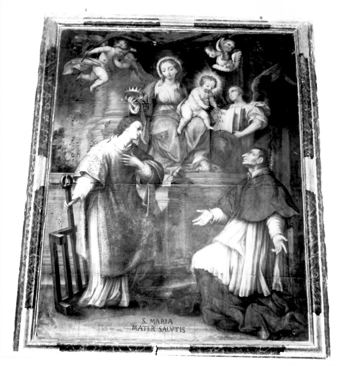 Madonna della Salute con i Santissimi Luigi Gonzaga e Lorenzo e angeli, Madonna con Bambino e Santi (dipinto, serie) di Rubino Giulio (sec. XVIII)