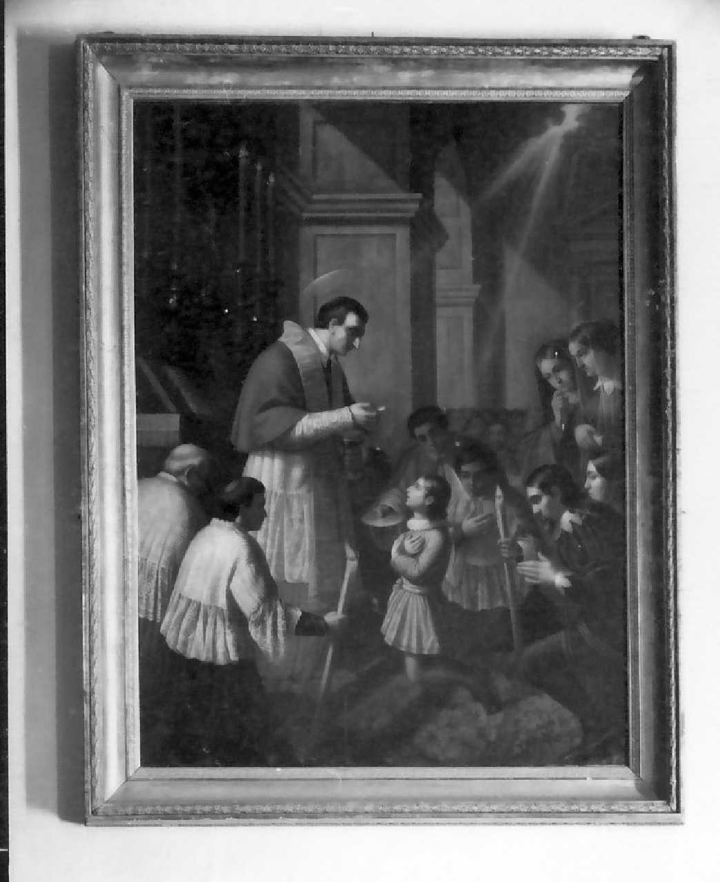 la comunione di San Luigi Gonzaga (dipinto, opera isolata) di Naso Giuseppe Giovanni (sec. XIX)