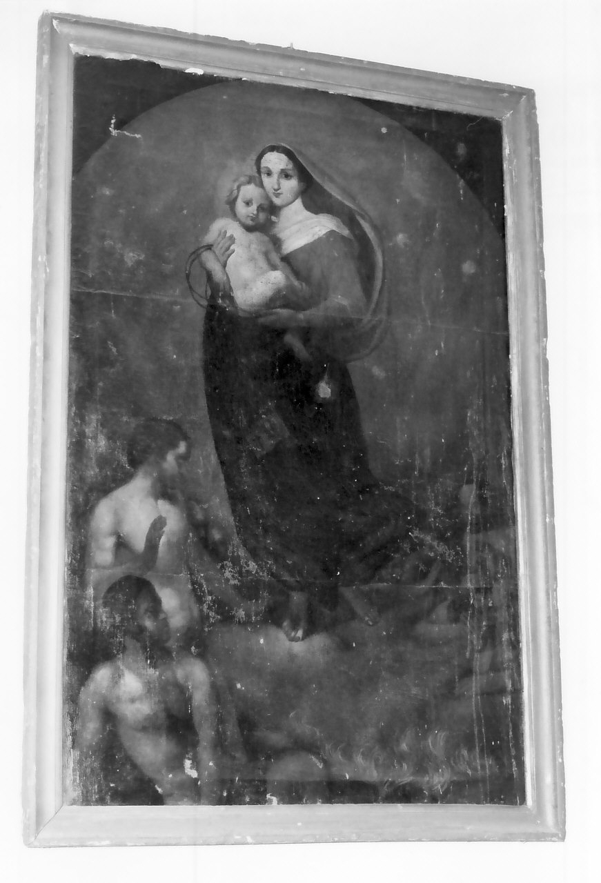 Madonna del Carmelo intercede per le anime del purgatorio (dipinto, opera isolata) di Russo Domenico (sec. XIX)