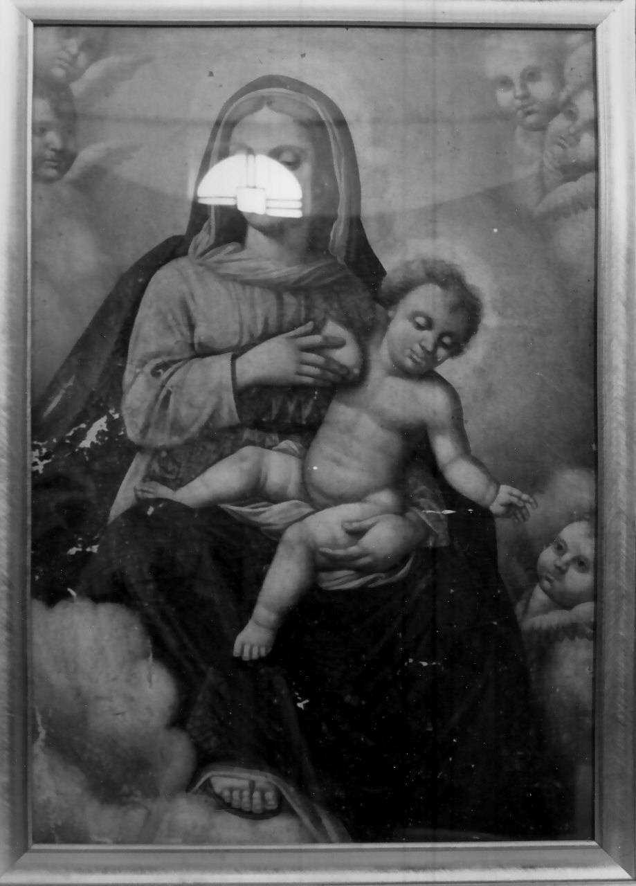 Madonna delle Grazie, Madonna con Bambino e angeli (dipinto, opera isolata) - ambito Italia meridionale (sec. XIX)