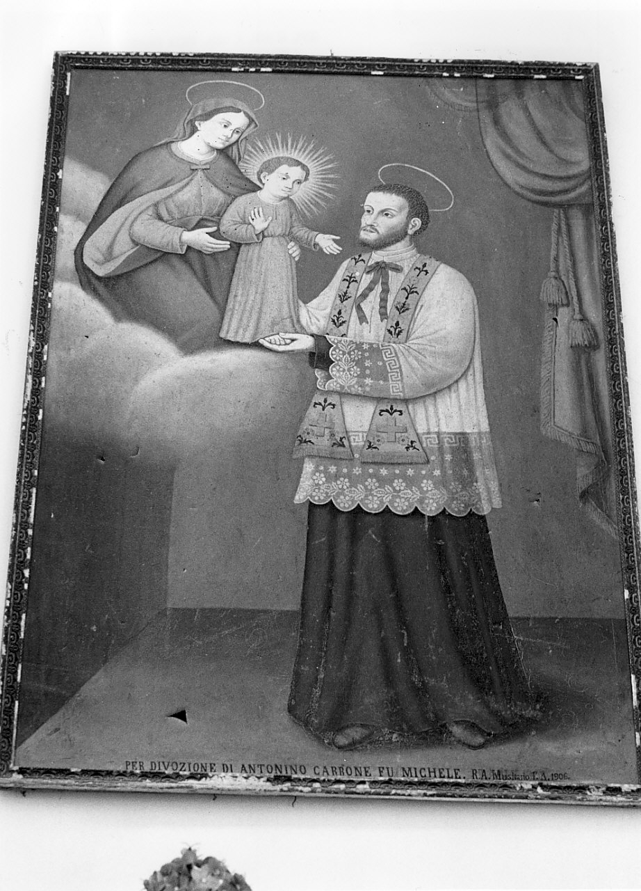 San Filippo Neri ha la visione della Madonna con Bambino (dipinto, opera isolata) di Musitano Raffaelangelo (sec. XX)