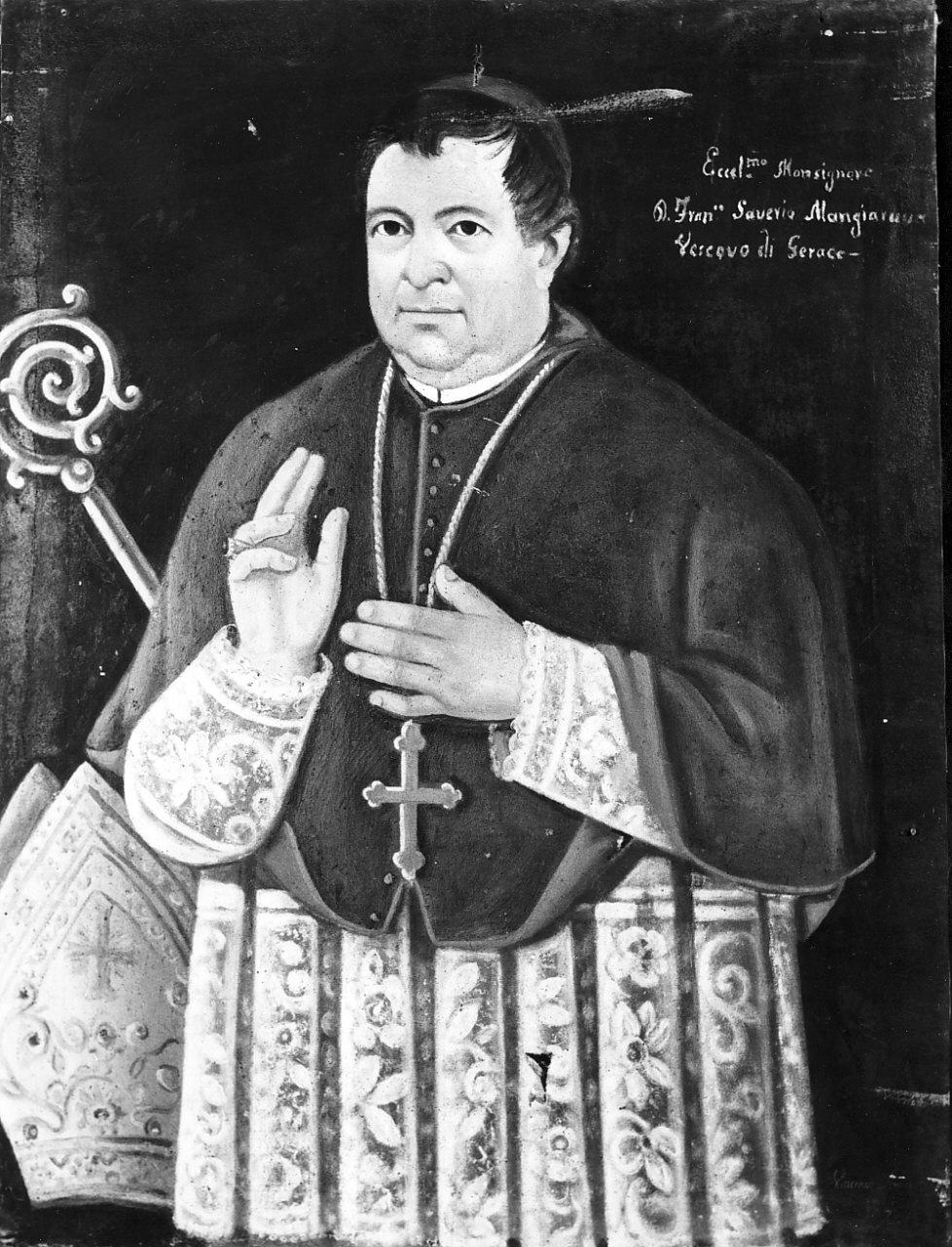 Vescovo Francesco Saverio Mangiaruva, ritratto di ecclesiastico (dipinto) - ambito calabrese (sec. XIX)