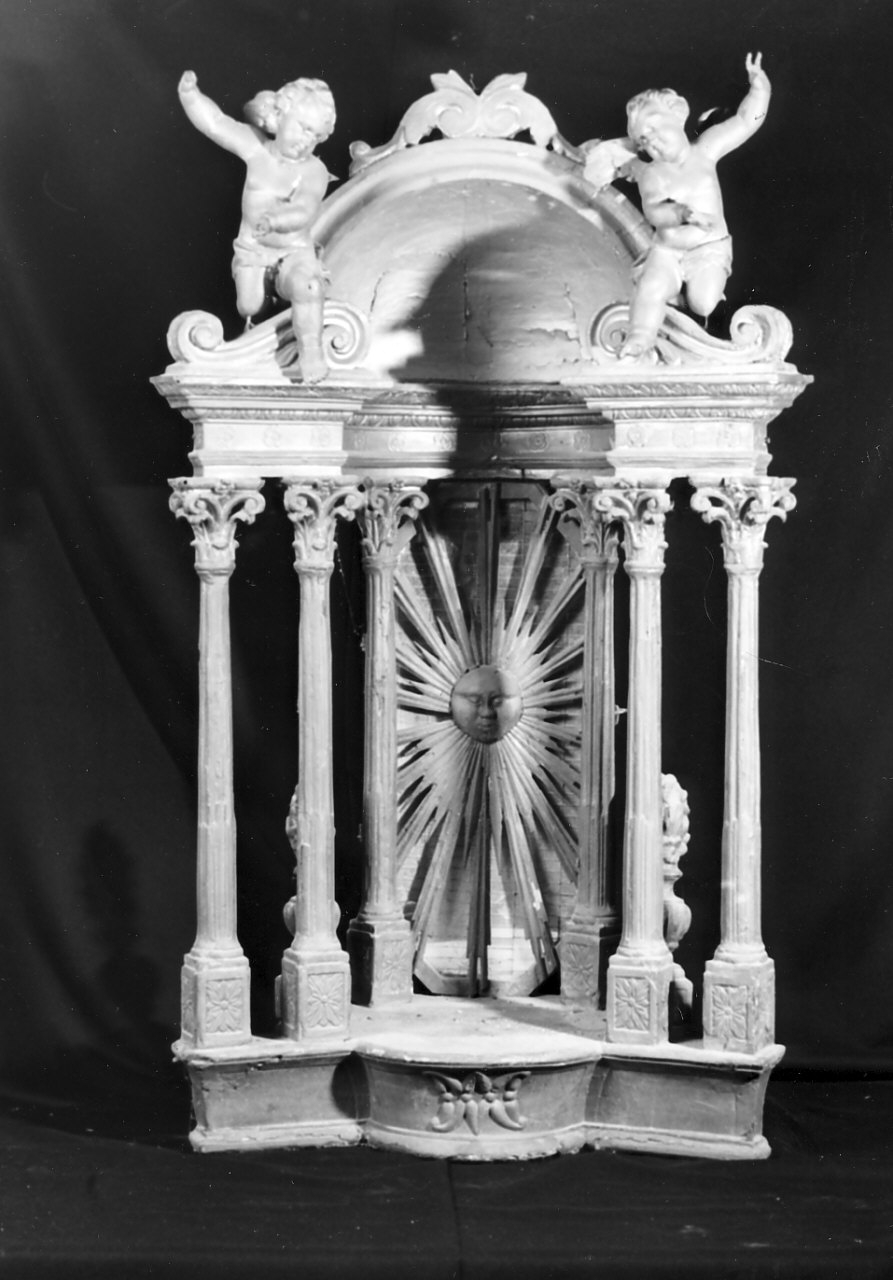 tronetto per esposizione eucaristica, opera isolata - bottega calabrese (fine/inizio secc. XVIII/ XIX)