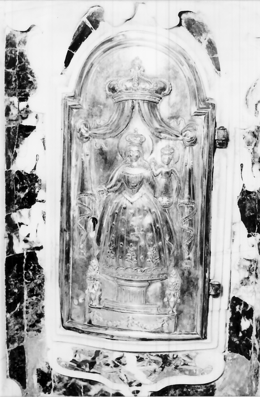 Madonna del Rosario (sportello di tabernacolo, opera isolata) - bottega Italia meridionale (fine/inizio secc. XVIII/ XIX)