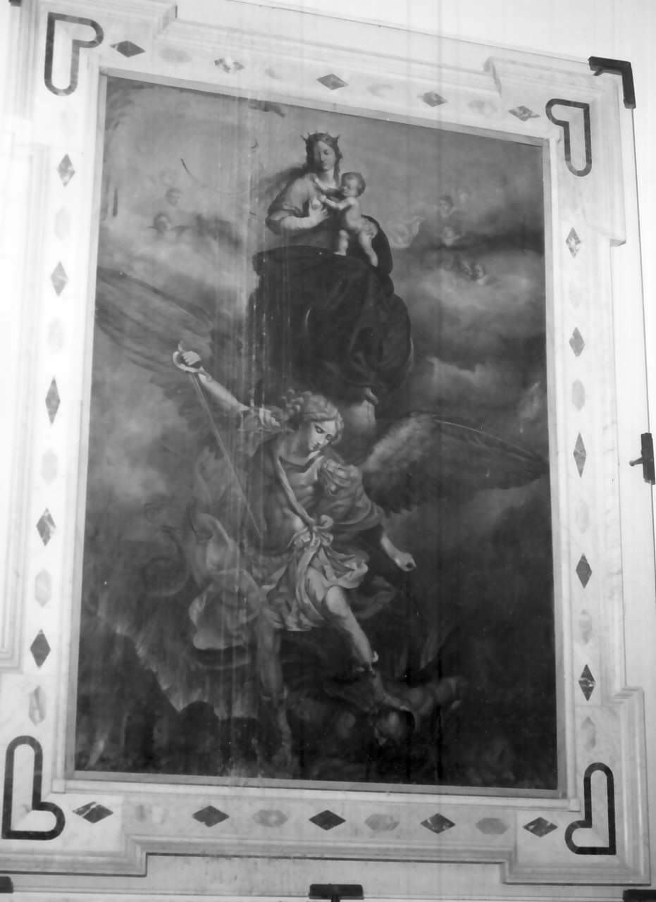 Madonna con Bambino e San Michele arcangelo (dipinto, opera isolata) - ambito bolognese (sec. XVIII)