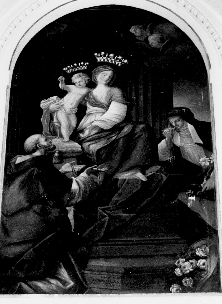 Madonna del Rosario con San Domenico e Santa Caterina da Siena (dipinto) - ambito napoletano (sec. XVIII)