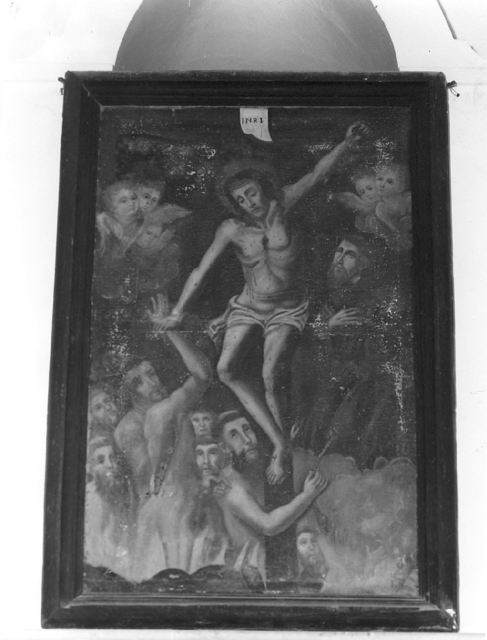 Cristo crocifisso e anime del purgatorio (dipinto, opera isolata) - ambito calabrese (sec. XVII)
