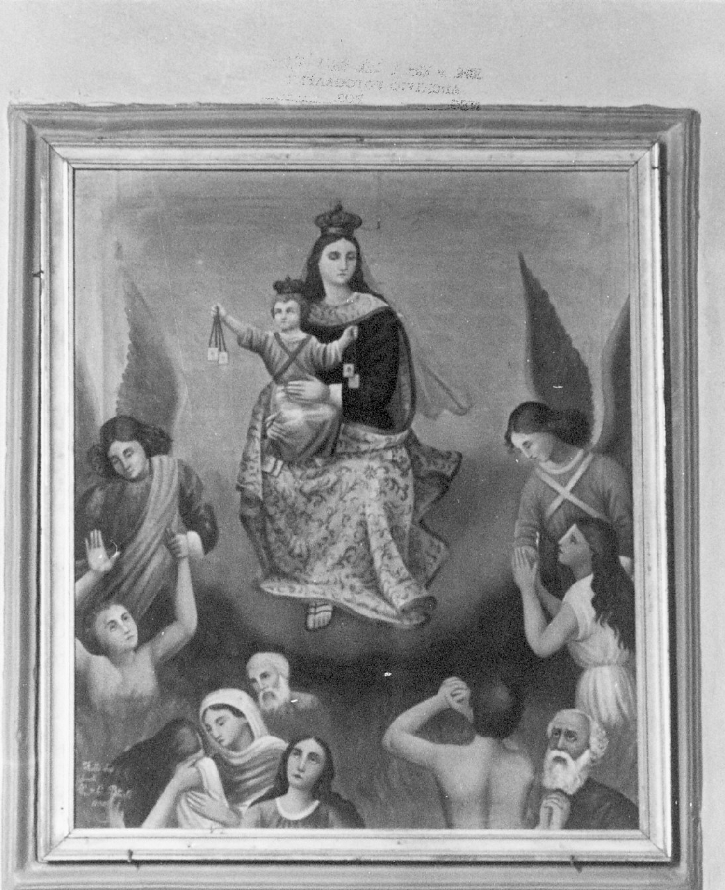 Madonna del Carmelo intercede per le anime del purgatorio (dipinto, opera isolata) di Allegra L (sec. XIX)