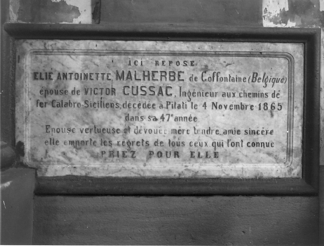 lastra tombale, opera isolata - bottega calabrese (sec. XIX)