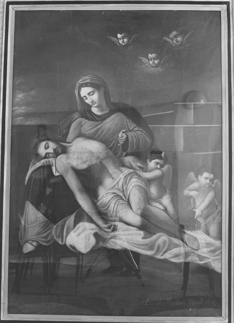 Pietà (dipinto, opera isolata) di Musitano Luigi (sec. XX)