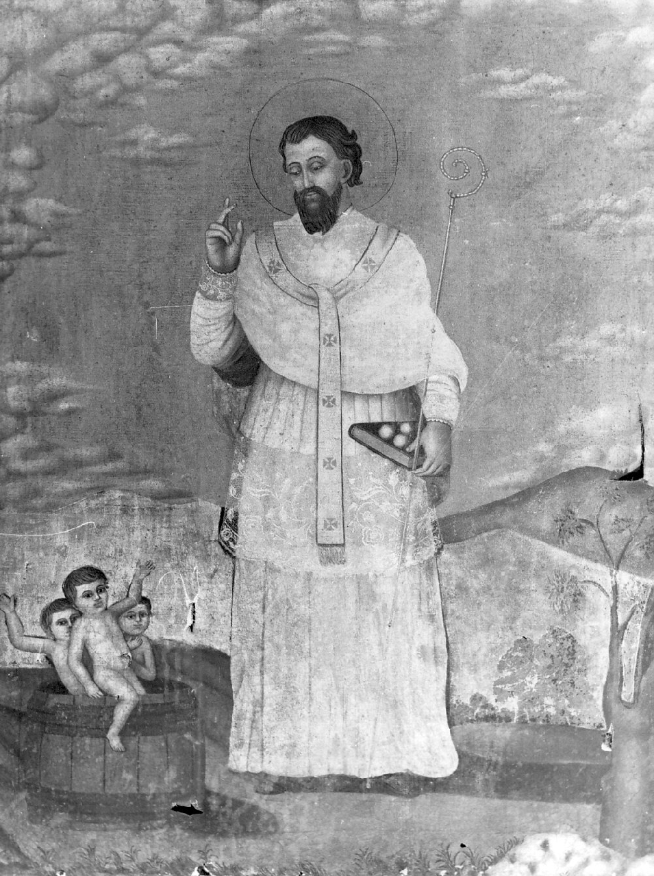 San Nicola di Bari resuscita i tre fanciulli (dipinto, opera isolata) - ambito calabrese (sec. XIX)