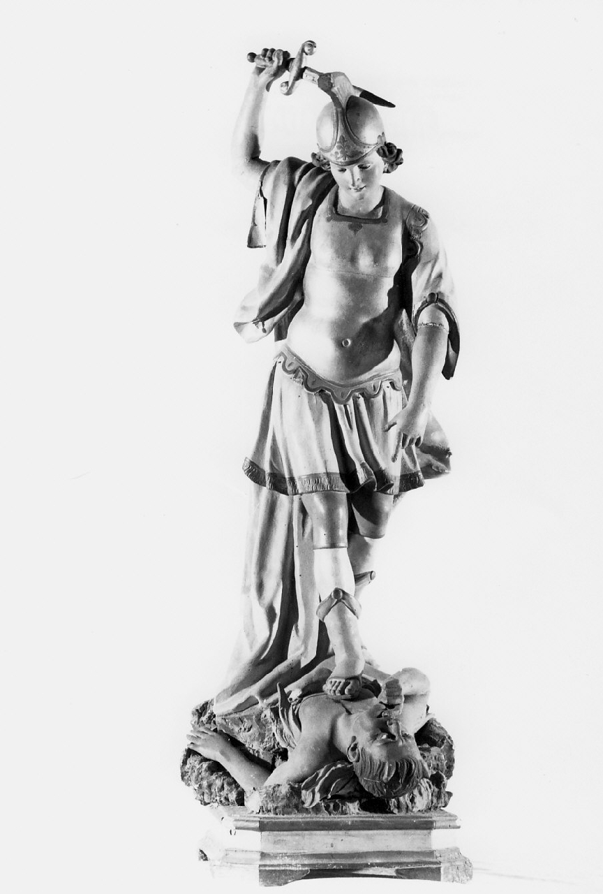 San Michele Arcangelo combatte Satana (statua, opera isolata) - bottega Italia meridionale (sec. XIX)