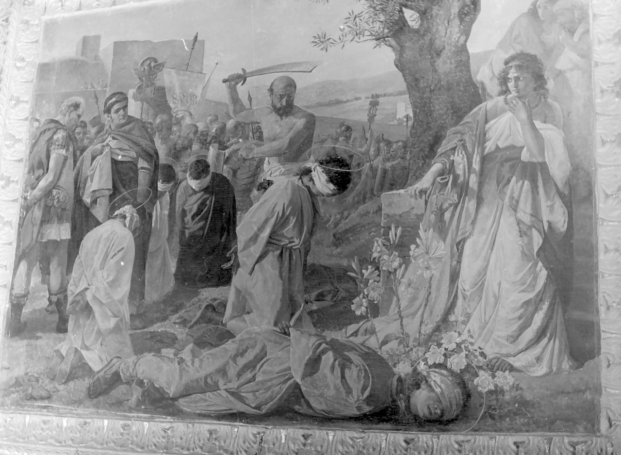 martirio dei Santi Cosma e Damiano (dipinto, opera isolata) di Zimatore Carmelo, Grillo Diego Antonio (sec. XX)