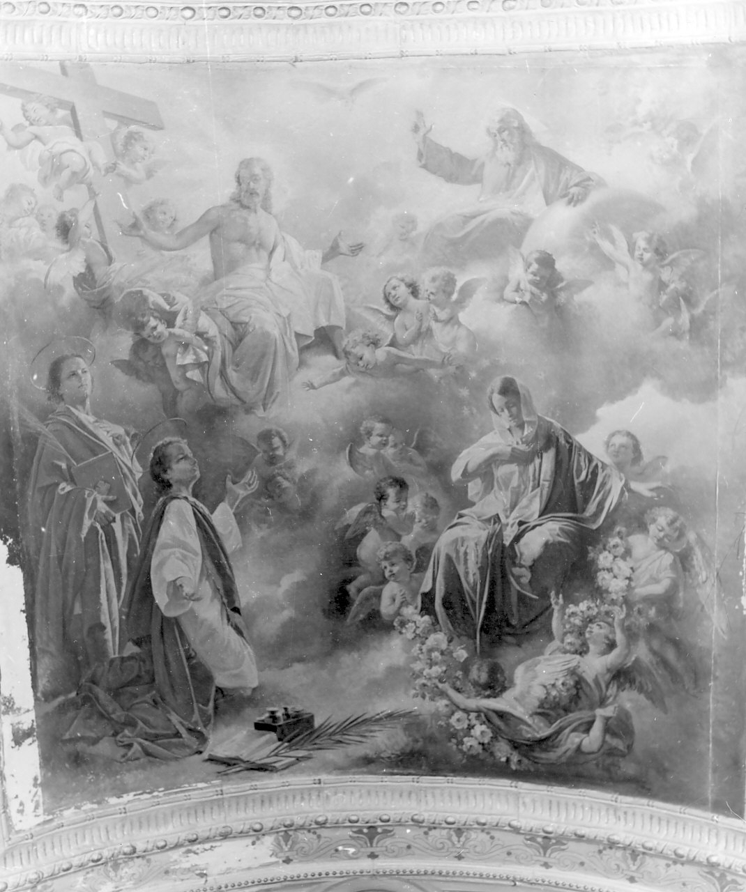 gloria dei Santi Cosma e Damiano (dipinto, opera isolata) di Zimatore Carmelo, Grillo Diego Antonio (sec. XX)