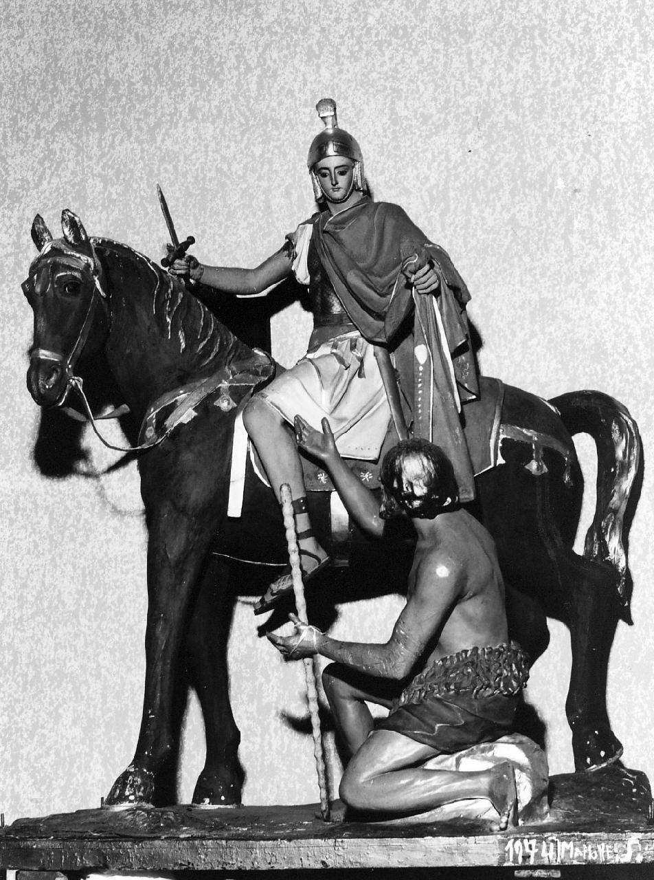 San Martino dona parte del mantello al povero (statua, opera isolata) - bottega calabrese (seconda metà sec. XIX)