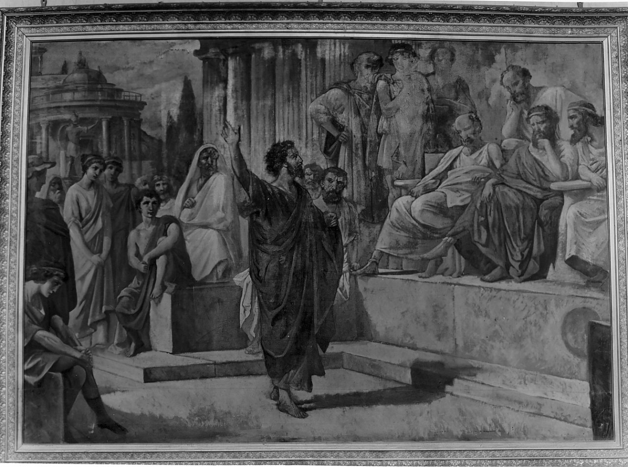 San Paolo predica ad Atene (dipinto, opera isolata) di Zimatore Carmelo (attribuito), Grillo Diego Antonio (attribuito) (inizio sec. XX)