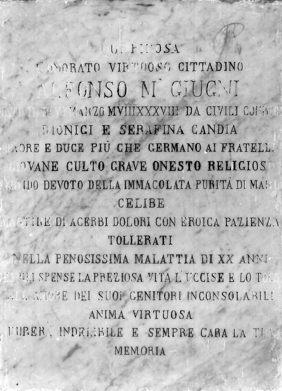 lastra tombale, opera isolata - bottega calabrese (seconda metà sec. XIX)