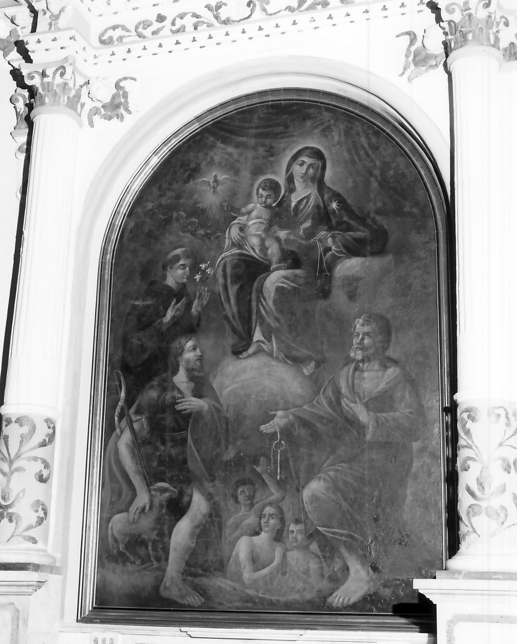 Madonna del Carmine, Madonna con Bambino e Santi (dipinto) - ambito Italia meridionale (sec. XVIII)