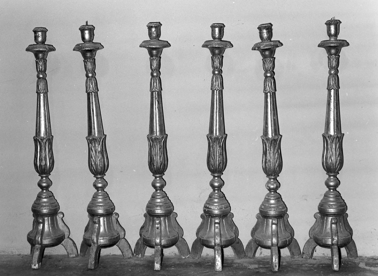 candeliere d'altare, serie - bottega calabrese (sec. XIX)