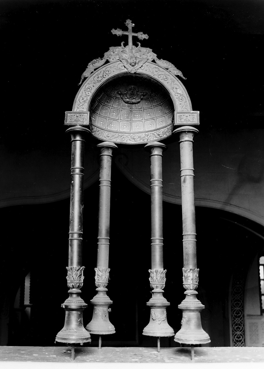 tronetto per esposizione eucaristica - a tempietto, opera isolata - bottega Italia meridionale (fine sec. XIX)