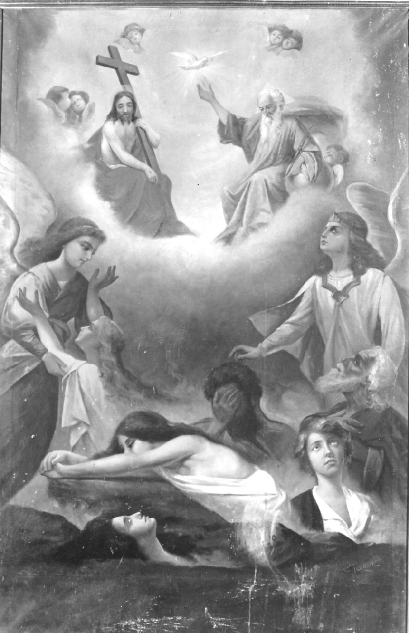 Trinità e anime del purgatorio (dipinto, opera isolata) di Tripodi Carmelo (inizio sec. XX)
