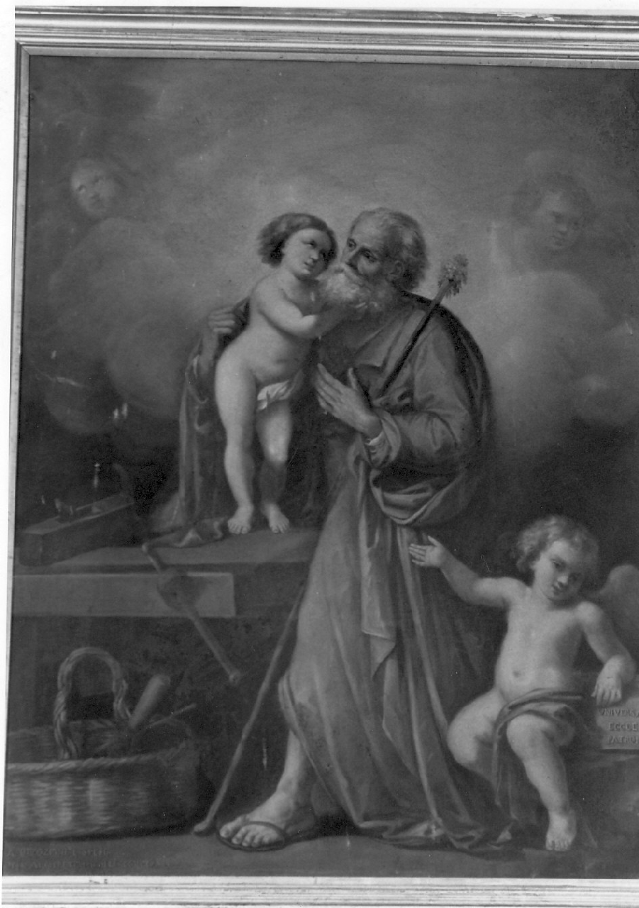San Giuseppe e Gesù Bambino (dipinto, opera isolata) di Maria D (sec. XIX)