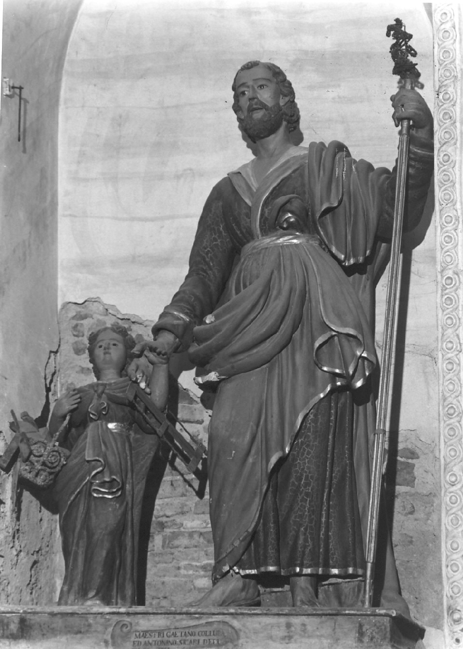 San Giuseppe e Gesù Bambino (gruppo scultoreo) di Collura Giuseppe, Sicari Antonino (sec. XIX)