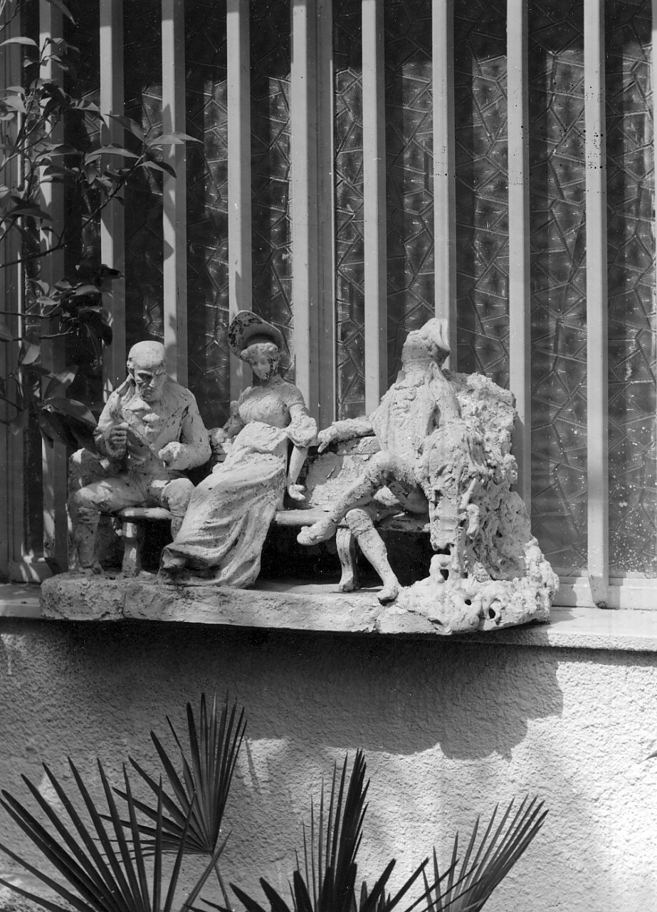 Il corteggiatore, figure maschili (gruppo scultoreo) - bottega napoletana (sec. XIX)